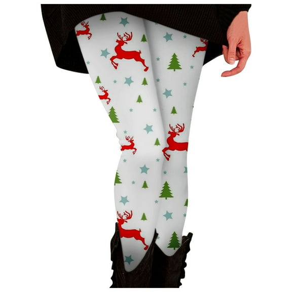 shqvo High Waist Christmas Leggings High Waisted Leggings Fun Fashion Graphic Printed Cute Patterns Slim Curvy Tights Stretchy Trousers