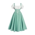 thumbnail image 2 of Levmjia Women's Oktoberfest Dress Plus Size Gingham Checkered Dirndl Lace Up Front Puff Sleeve Square Neck Bavarian Costume for Women Beer Festival Autumn Dress, 2 of 7