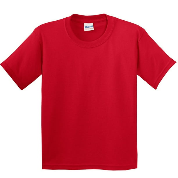 Gildan - Camiseta básica de manga corta Unisex con algodón grueso Niños Niñas - Verano/Calor (Rojo)