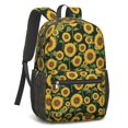 thumbnail image 2 of Sunflower and Leaf Black Pattern 17" Waterproof Oxford School Backpacks for Teens, S-Shape Padded Straps, for School, Travel, Hiking, Camping, 2 of 5