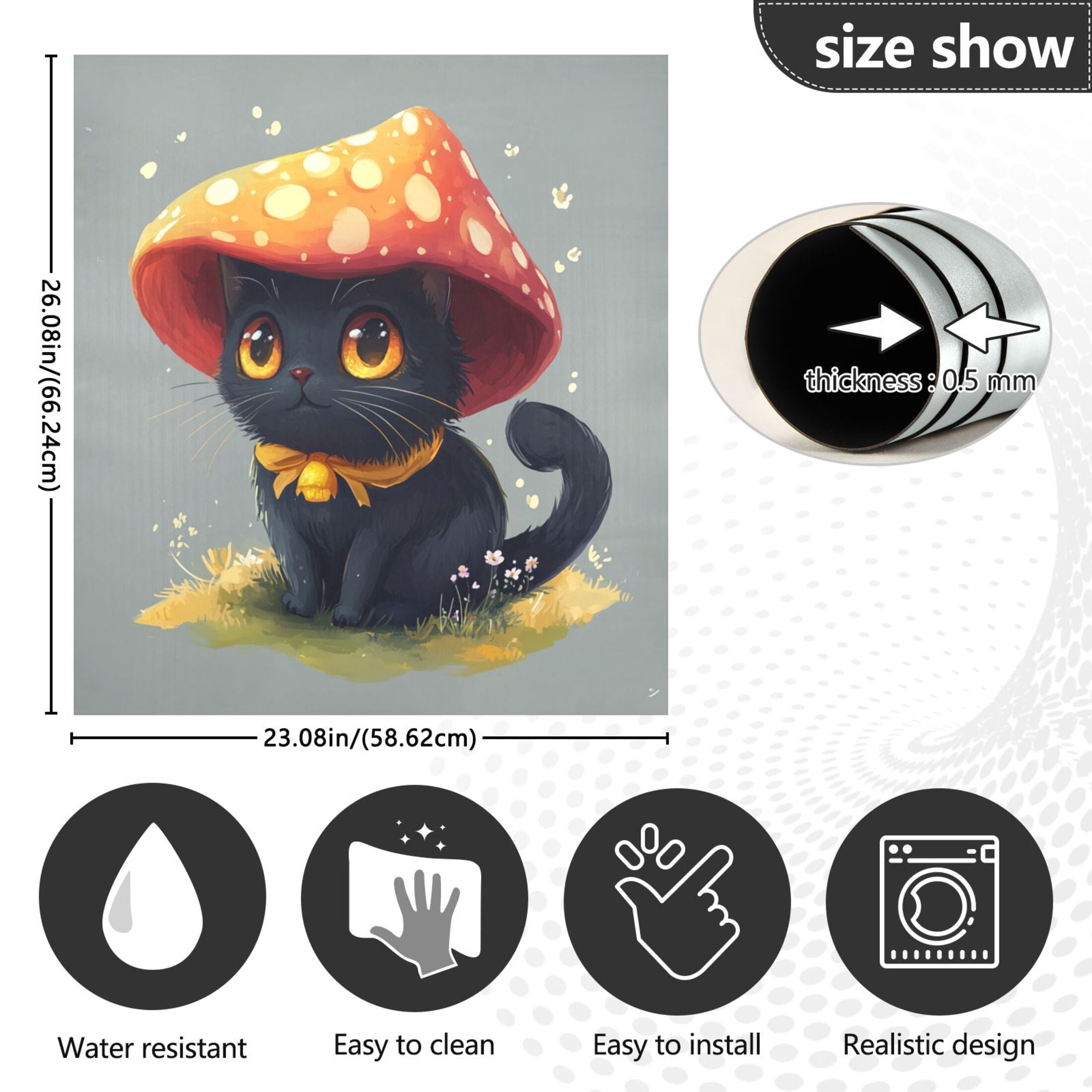 Dishwasher Magnetic Sticker 23x26 Inch Refrigerator Magnetic Sticker Washing Machine Magnetic Sticker Kitchen Panel Magnetic Sticker Home Decor Super Beautiful Black Cat