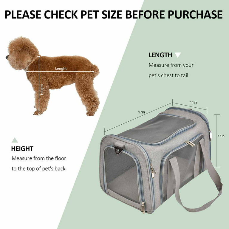 BAGLHER Pet Travel Carrier, Cat Carriers Dog Carrier for Small Medium Cats Dogs Puppies, Airline Approved Small Dog Carrier Soft Sided, Collapsible