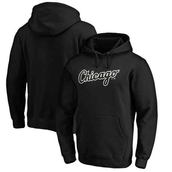 Men's Black Chicago White Sox Official Wordmark Fitted Pullover Hoodie