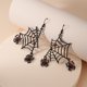 thumbnail image 5 of Halloween Black Araneid Web Dangle Earrings Red Rhinestone Araneid Punk Style Party Accessories Women's Earrings, 5 of 8
