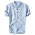 thumbnail image 2 of Handshe Men's Summer Cool Thin Breathable Stand - Collar Gradient - Dyed Cotton - Linen Shirt, 2 of 3