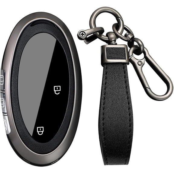 Key Fob Cover Compatible with Hyundai Tucson Kona Ioniq 5 Ioniq 6 Ioniq 9 Palisade Grandeur Sonata Santa Fe Elantra N Azera Santa Cruz 2023-2027 PU Leather 3/4/5/6/7 Button Keychain,A Black
