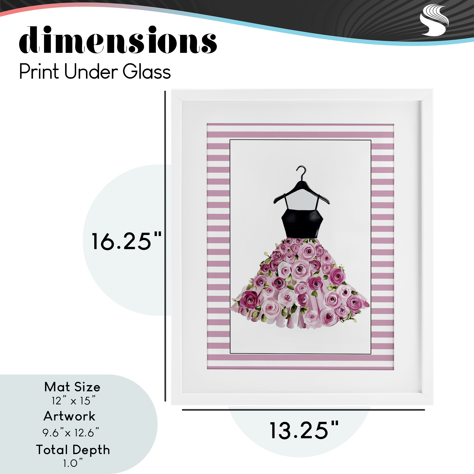 Flower Bedecked Dress White Framed Print Under Glass, design by Christine Simpson Art