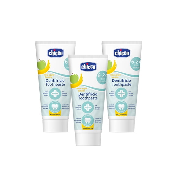 Chicco Set 3 piezas Pasta de Dientes Plátano-Manzana 6 a 24 Meses