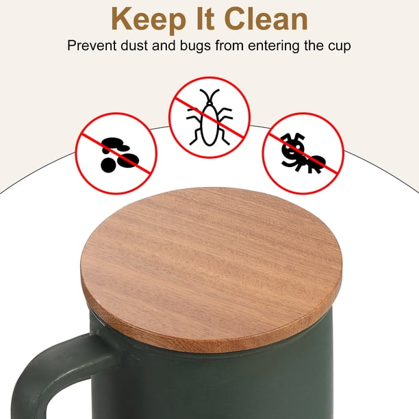 2Pack Wooden Cup Lid 3.58 Inch, Wooden Coffee Mug Lids Bamboo Tea
