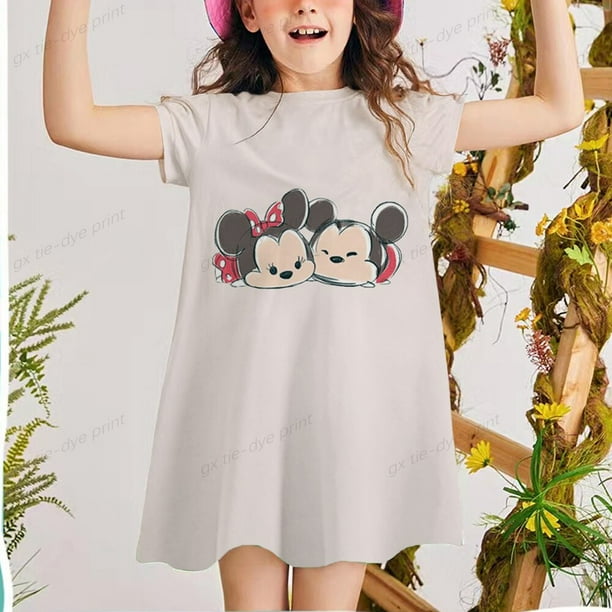Nuevo vestido de princesa de verano para ninas vestido de manga corta dulce Disney Minnie Mickey Mouse Vestidos estampados ropa para bebes ropa para ninos 4T Gao Jinjia LED Walmart en