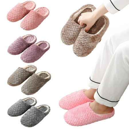 

MXIEZI Women Men Slippers for Indoor Outdoor Plush House Slippers Anti-Skid Plush Couples Slides