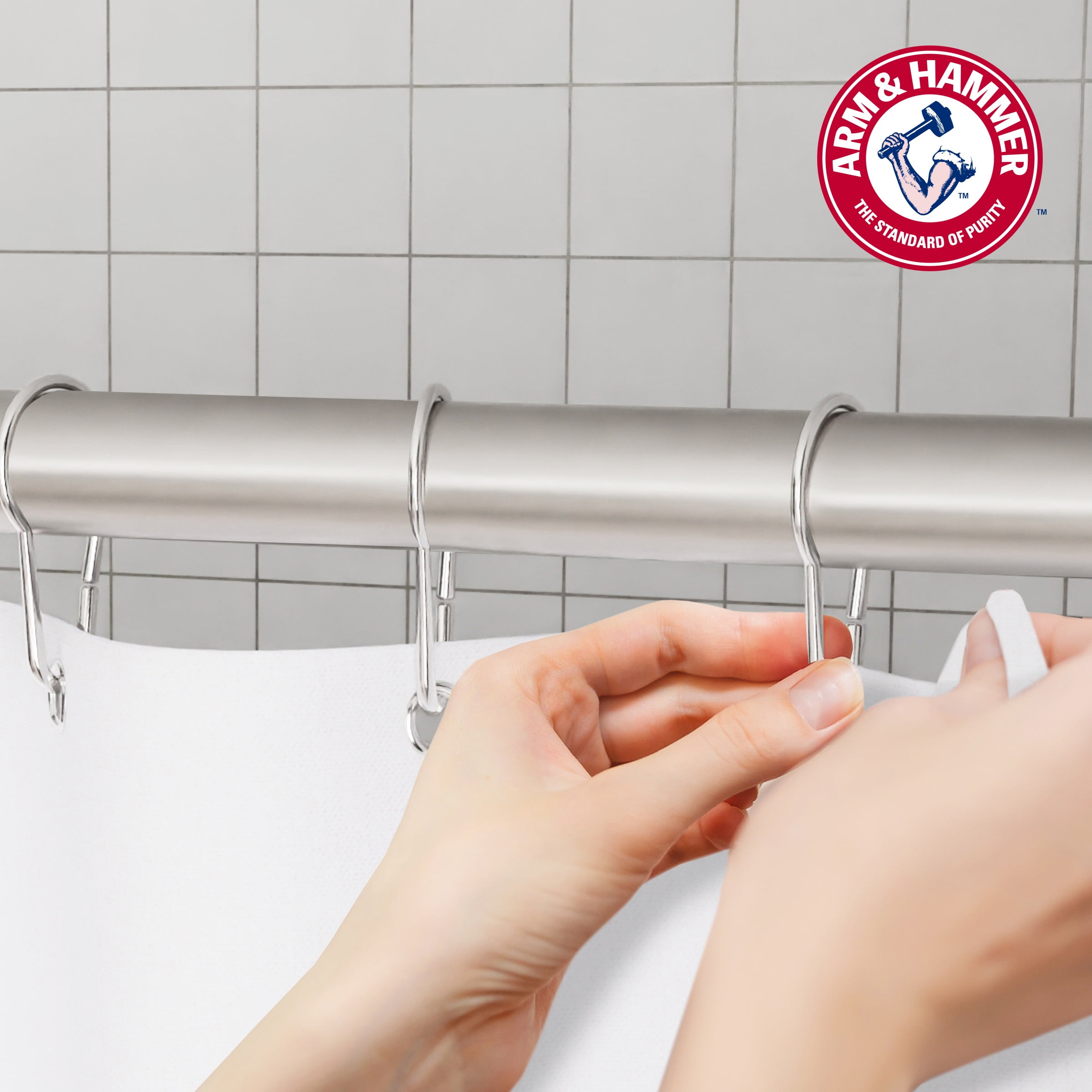 Arm & Hammer™ Waterproof Fabric Shower/Liner, 70x72, White