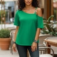 thumbnail image 5 of Dvprdro Womens Asymmetrical Neck Tops Pullover Short Sleeve Blouses Loose Fit Dressy Casual Summer, 5 of 6