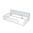 thumbnail image 6 of Noble House Twin XL Wood Floor Bed with Storage Cabinets and USB Charging Station, Space Saving Design, White, 6 of 9