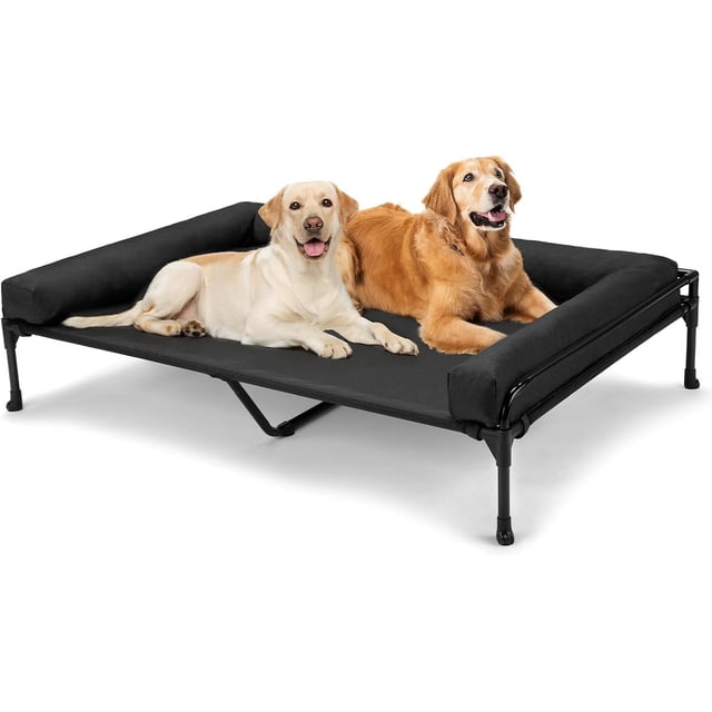 Elevated Raised Dog BedCooling Outdoor Dog Cot Bed for Medium Sized Dogs ThreeSided Fence Raised Pet Cot with Mesh & NoSlip Feet Dog Hammock Bed with Removable Bolster* cm B