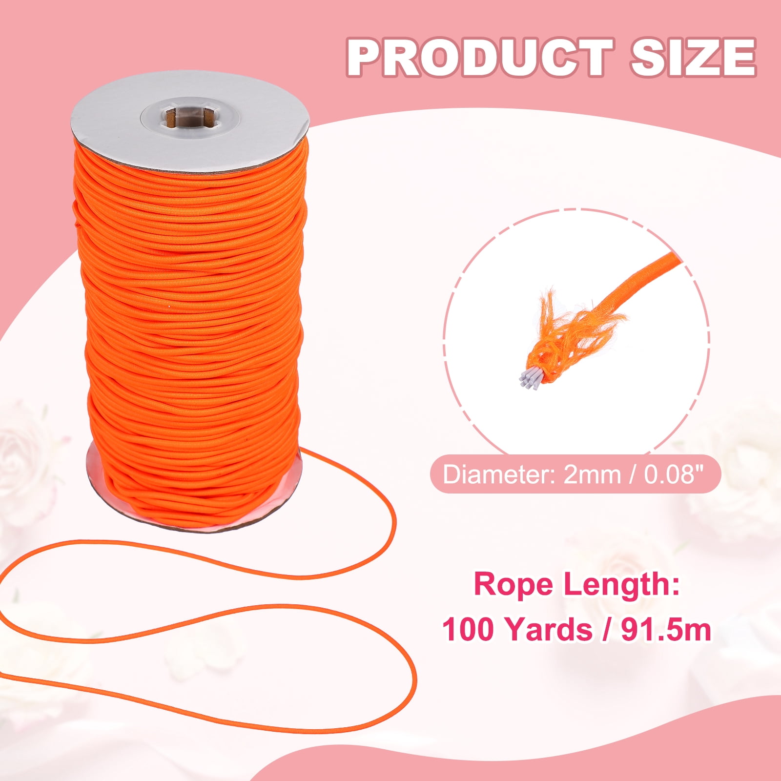 Uxcell Stretchy String for Bracelets, Elastic Crystal Thread Stretch Elastic Beading Cord 2.5mm & Fluorescent Orange-Fit For(Bracelets/Sewing/Beading/Necklace/Jewelry Making/Crafts DIY)