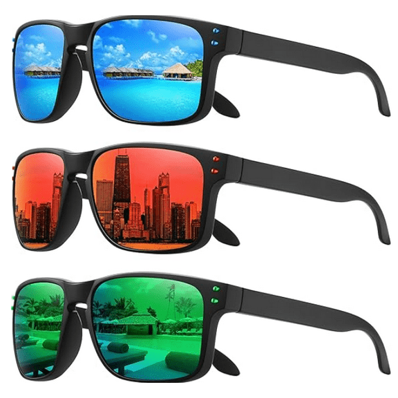 3 Pairs Outdoor Sports Sunglasses for Men  Women Matte Fishing Sun glasses Color Mirror Lens UV Blocking Riding Eyewear Summer Beach Shade Goggles