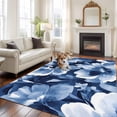 thumbnail image 2 of 5'x8' Area Rugs, Navy Blue Spring Floral Indoor Outdoor Area Rug for Living Room Bedroom, Summer Flowers Watercolor Washable Bathroom Rugs Kitchen Floor Carpet Mats Home Decor Aesthetic, 2 of 8