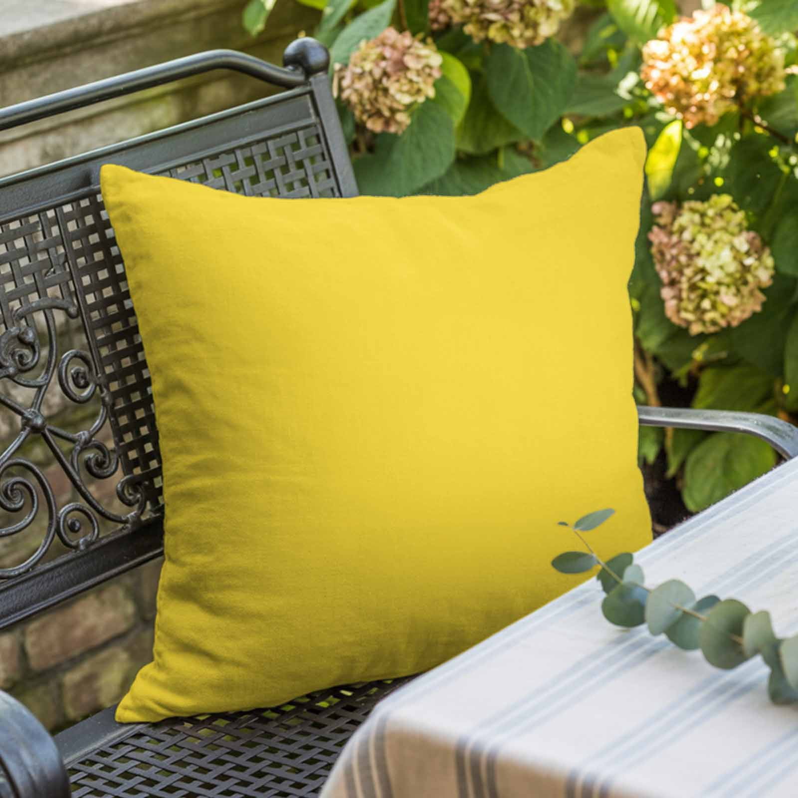 Throw Pillow Covers 26 x 26 Inch, Yellow Cotton Linen Pillows Cases, Pure Yellow Square Cushion Covers for Couch Sofa Bed