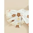 thumbnail image 6 of Coduop Baby Girls Bodysuit Set,Flower Print Fly Sleeve Lace Patchwork Rompers,with Hairband, 6 of 8