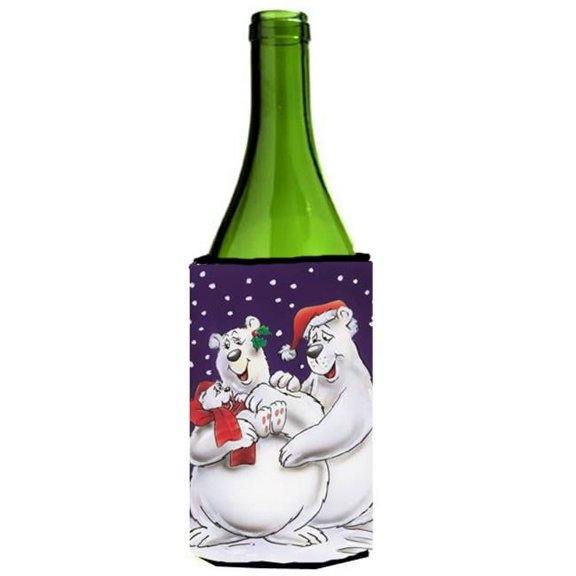 Holiday Polar Bears Wine Bottle Can cooler Hugger