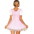 thumbnail image 4 of ZDHoor Women's Anime Cosplay Outfit Adult Maid Apron Miss Muffet Princess Fairytale Gingham Dress Pink XXL, 4 of 7