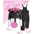 thumbnail image 2 of Pink Platinum Girls' Snowsuit - Water Resistant Winter Jacket and Ski Bib Overalls (4-16), 2 of 7