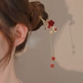 thumbnail image 2 of Fashion Hair Stick for Buns,Flower Tassel Hair Chopsticks Clips Elegant Hairpin for Women Hair Accessory,Red, 2 of 3