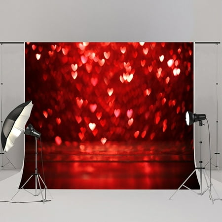 MOHome 7x5ft Red Valentine's Day Backdrops for Photography Red Love Photo Booth Backdrop