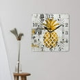 thumbnail image 3 of 16 Inch Wall Clock Battery Operated Square Clock for Office, Kitchen, Outdoor, Living Room,Gold Pineapple Fruit White Summer Adorable, 3 of 4