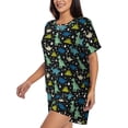 thumbnail image 2 of Naloa Dinosaur Women's Short-Sleeved Pajama Set, Loungewear, Summer pajamas, Breathable Cozy - Small, 2 of 9