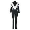 thumbnail image 4 of Unir Women Casual 2 Piece Sweatsuit, Brushed Polyester Color Block Zip Crop Top & Stretch Slim Jogger Pants Comfort Daily Outfit S-XXL True To Size, 4 of 5