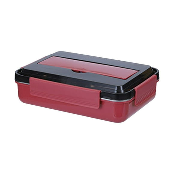Renjiang Boîte Bento en Acier Inoxydable avec Pot Alimentaire, Contenants de Rangement pour Aliments à Isolation Thermique à 4 Compartiments, Ensemble de Vaisselle pour Boîte à Lunch Étanche, Contenants de Lunch pour Ados à l'École, Rangement des Aliments (Rouge)