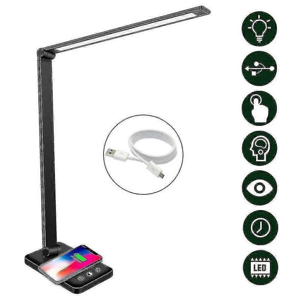 Led Desk Lamp, Dimmable Table Lamp 6w Wireless Charging And Usb Charging Connection Eye Protection R