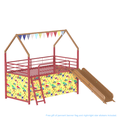 thumbnail image 5 of Tcbosik Twin Size Loft Bed with Curtain Set, Star Stickers and Pennant Banner Flag, Slide, Ladder and Guardrail, Heavy Duty Metal Bed Frame, No Box Spring Needed, Gold, 5 of 10