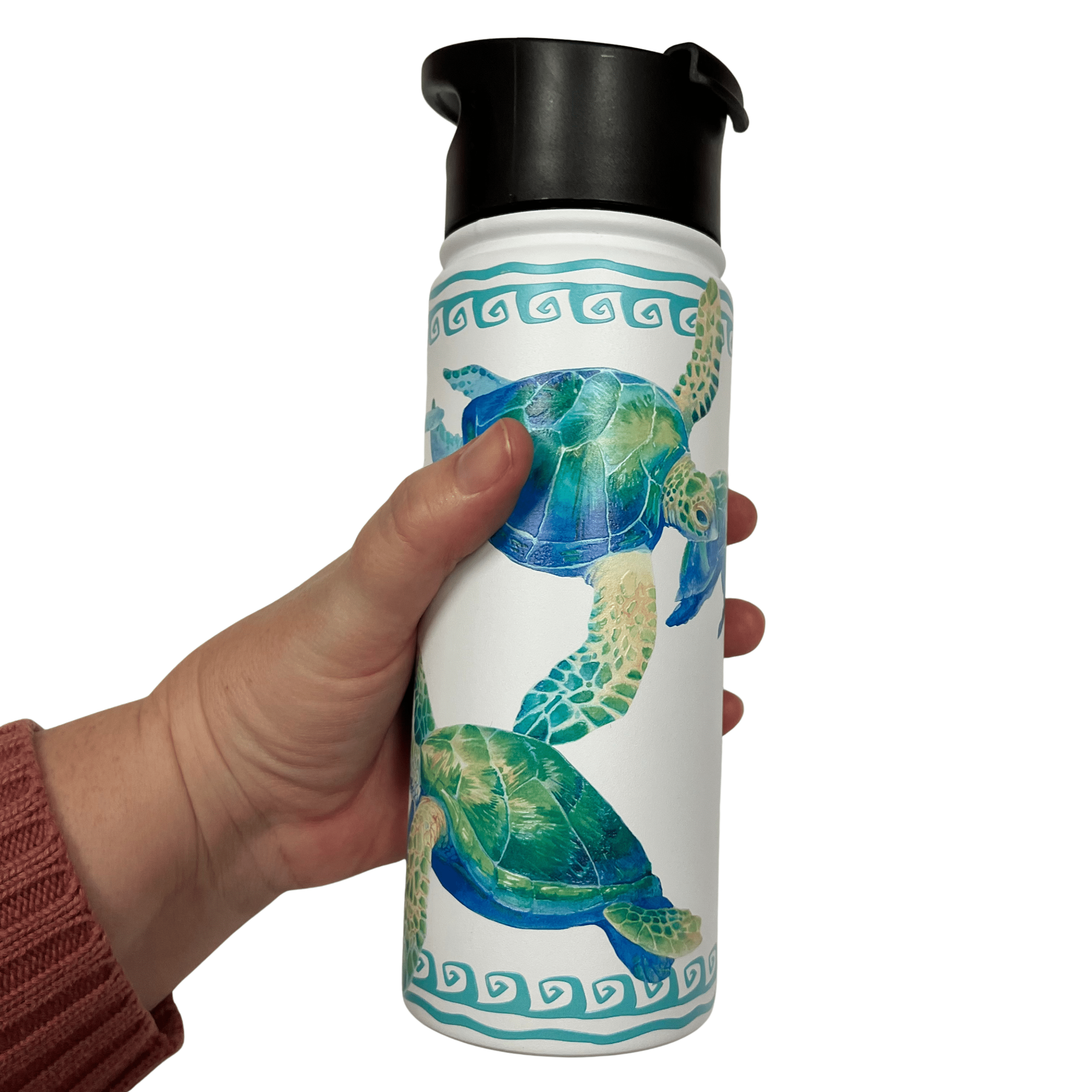 Island Heritage Hawaii Style Island Flask Tumbler Swimming Honu Turtle White