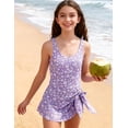 thumbnail image 3 of Aideaone Girl One Piece Swimdress Swimsuits Adjustable Straps Bathing Suit with kirt Tummy Control Swim Dresses Size 10-16, 3 of 5