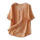 thumbnail image 5 of Camisas de Manga Larga para las Mujeres, Primavera Verano V-Cuello Suelto Estampado Bordado Blusa de Lino, Top Casual, 5 of 6