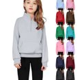 thumbnail image 4 of WUXIAN Child Little Girls Half Zip Sweatshirt Quarter Zip Pullover Sweatshirts With Pocket Hoodie Sweater Fall Clothes For Teen Girls Breathable Streetwear, 4 of 4