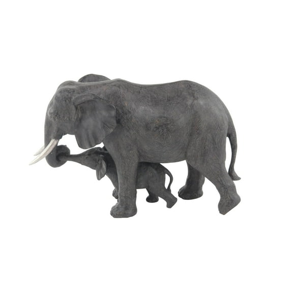 20" x 13" Gray Polystone Elephant Sculpture, by DecMode