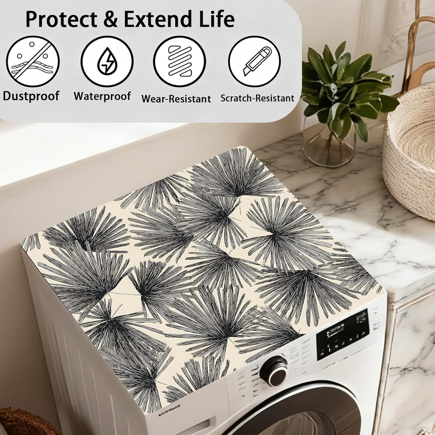Washer Dryer Top Cover Mat, Non-Slip Laundry Room Decor, Laundry Room Kitchen Appliance Decor Protector, 23.6x19.7in