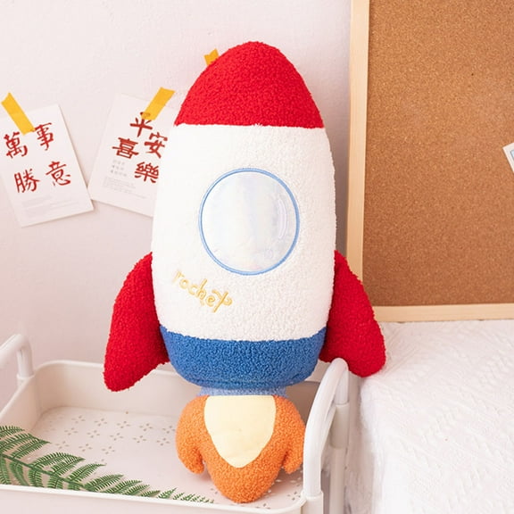 PTOOTP Space Rocket Plush Pillow Cozy Soft Cushion for Bedroom Decorative Use