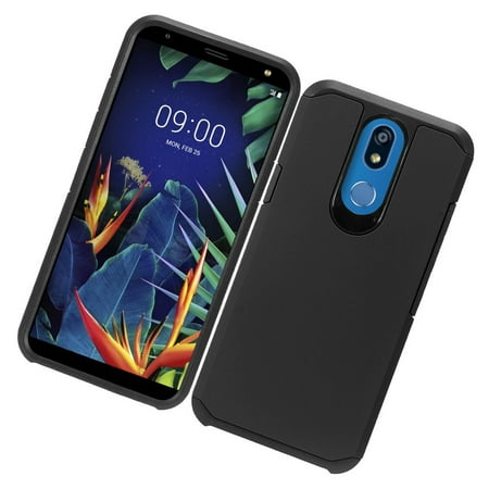 LG K40 Phone Case Protective Tuff Hybrid Drop Protection Shockproof Armor Dual Layer Rubber Rugged Silicone Gel TPU Cover BLACK Ultra Slim Hard Frame Bumper Case Cover for LG K40 [2019
