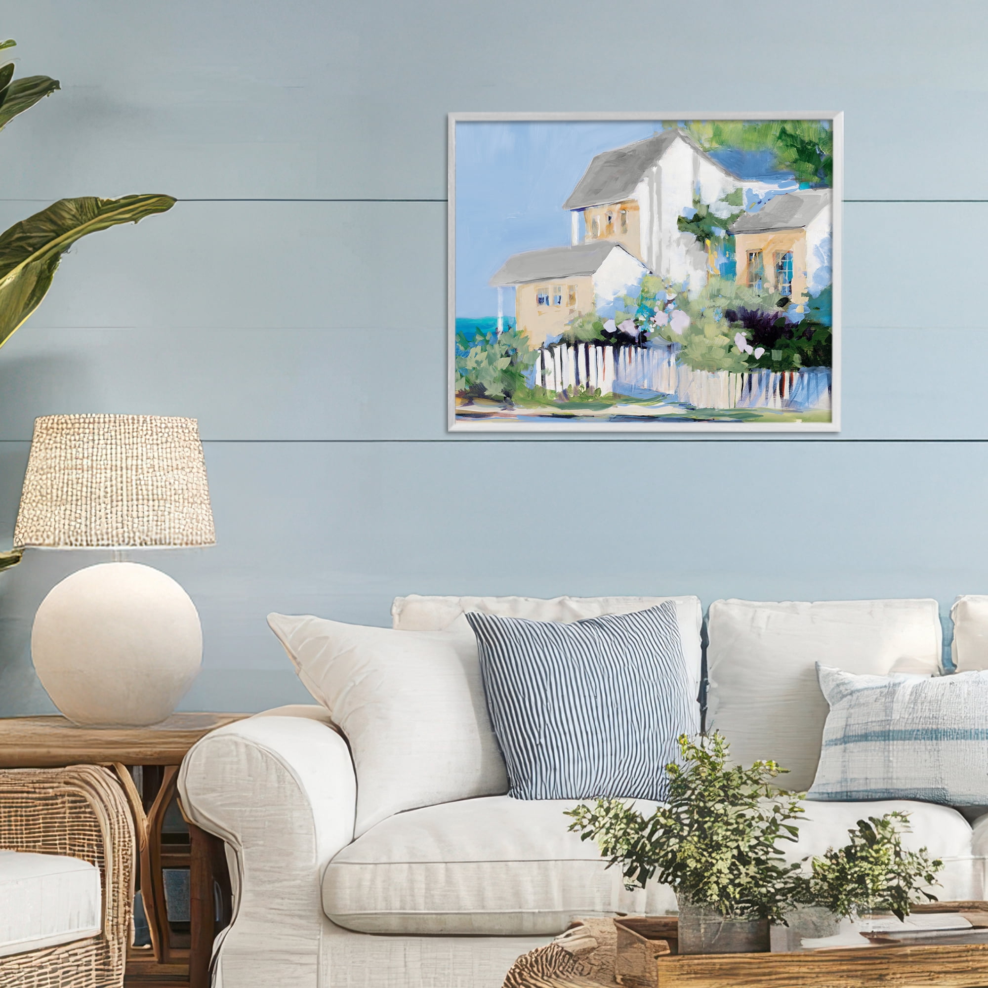 Stupell Industries Living by the Water Cottage White Framed Giclee Art, design by Jane Slivka