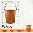 thumbnail image 4 of Autumn Alley Farmhouse Bathroom Trash Can - Copper Trash Can Bucket with Wooden Handle for Rustic Bathroom, Farmhouse Kitchen, Country Home Décor, 7 Liter, Copper, 4 of 12