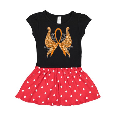 

Inktastic Leukemia Awareness with Butterfly Ribbon Words Gift Toddler Girl Dress