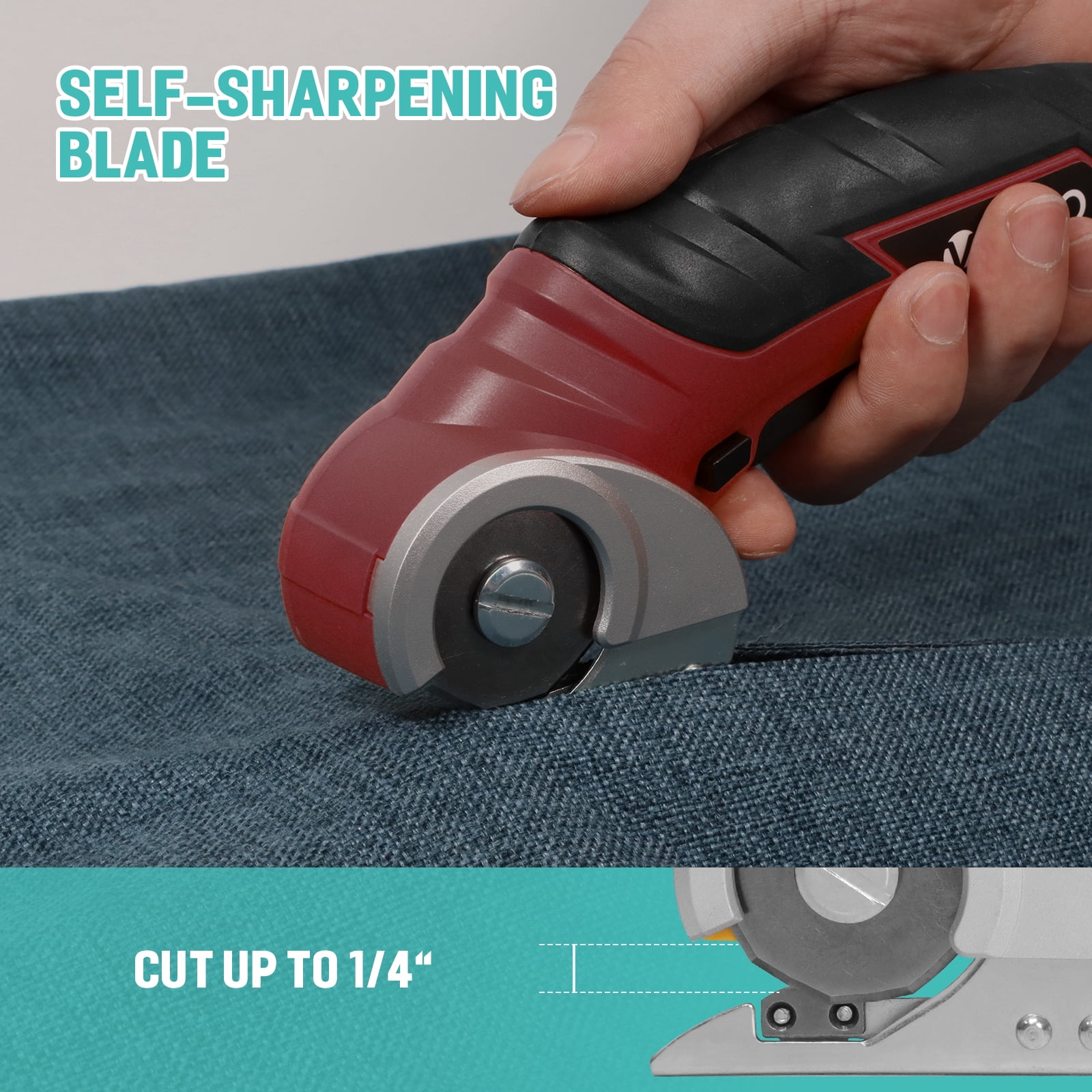 VLOXO Cordless Electric Scissors, Electric Fabric Scissors 4V Power Mini Cutter Rechargeable Cardboard Cutter with Safety Lock Multi-Cutting Tools for Leather Cardboard Canvas