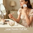 thumbnail image 4 of 3 Pcs Large Powder Puff Set, Heart-shaped Glass Container with Soft Plush Makeup Puffs, Washable & Reusable, Cute Vanity Décor for Wet and Dry Makeup, Yellow, 4 of 7
