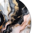 thumbnail image 3 of Designart "Textured Marble with Black and Gold Splash" Abstract Marble Metal Round Wall Decor, 3 of 5