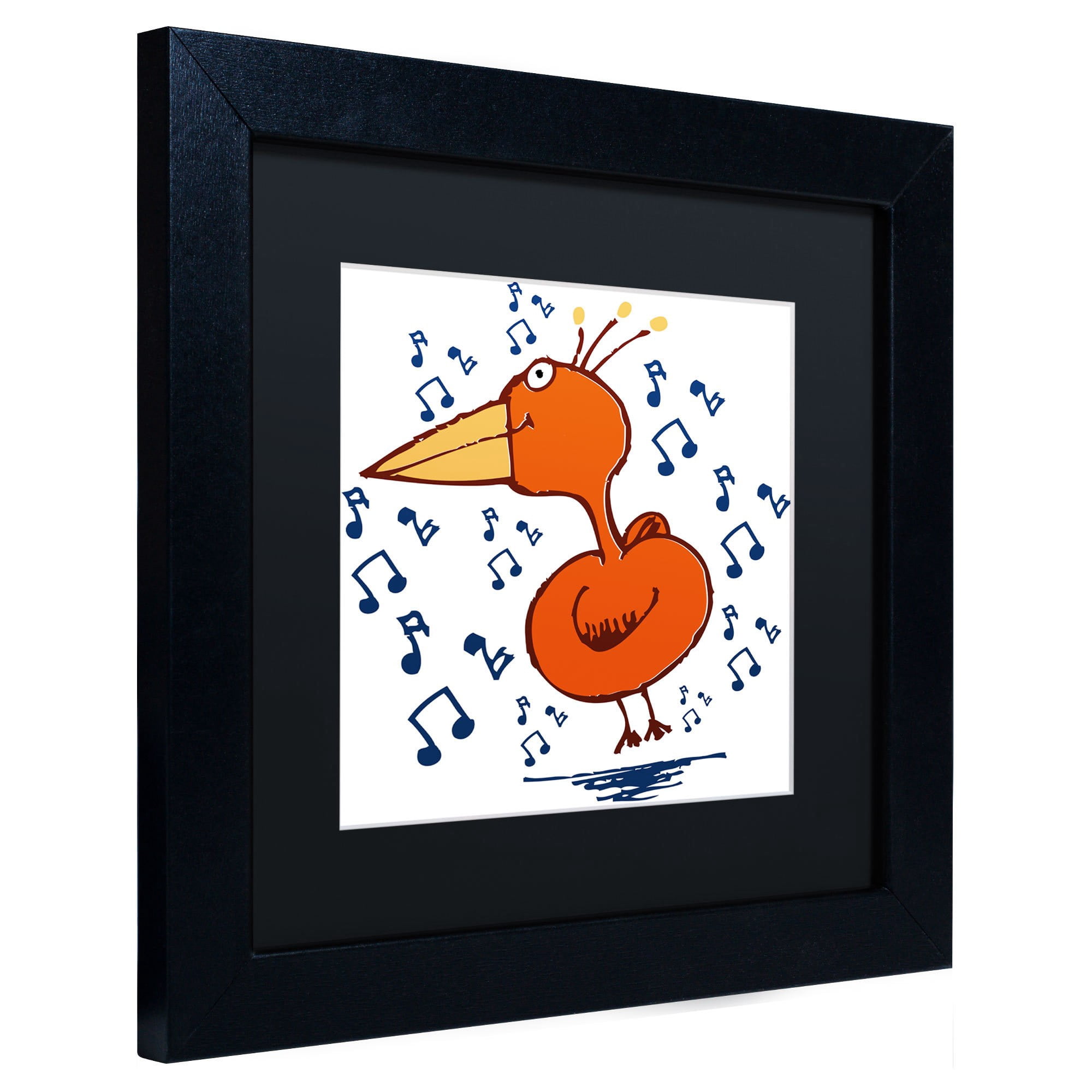 Carla Martell 'Music Bird' Black Matted Framed Art